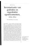 Inventarisatie van gedrukte en ongedrukte egodocumenten, 1814-1914