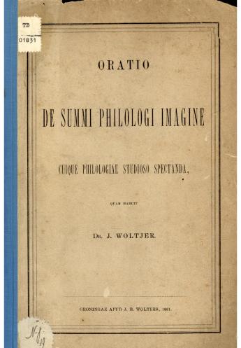 Oratio de summi philologi imagine cuique philologiae studioso spectanda - pagina 1