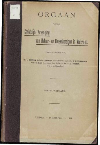 1904 Orgaan van de Christelijke Vereeniging van Natuur- en Geneeskundigen in Nederland - pagina 1