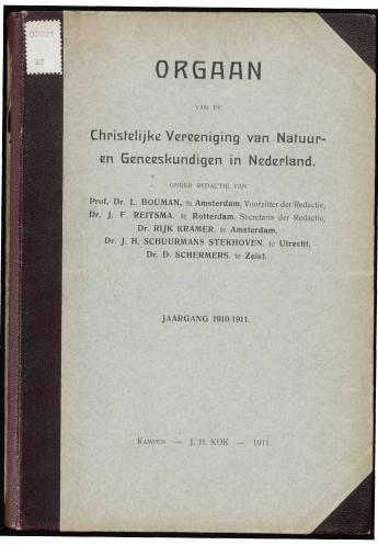1910-1911 Orgaan van de Christelijke Vereeniging van Natuur- en Geneeskundigen in Nederland - pagina 1