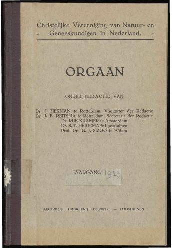 1925 Orgaan van de Christelijke Vereeniging van Natuur- en Geneeskundigen in Nederland - pagina 1