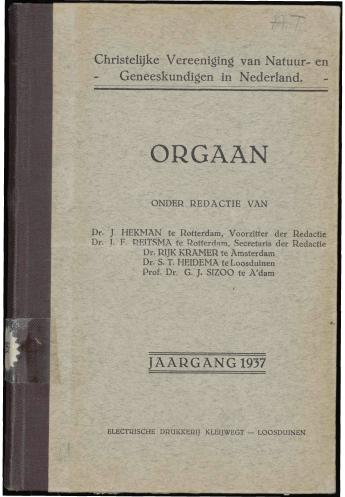 1937 Orgaan van de Christelijke Vereeniging van Natuur- en Geneeskundigen in Nederland - pagina 1