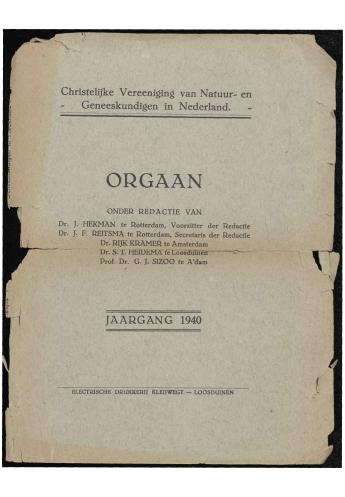 1940 Orgaan van de Christelijke Vereeniging van Natuur- en Geneeskundigen in Nederland - pagina 1