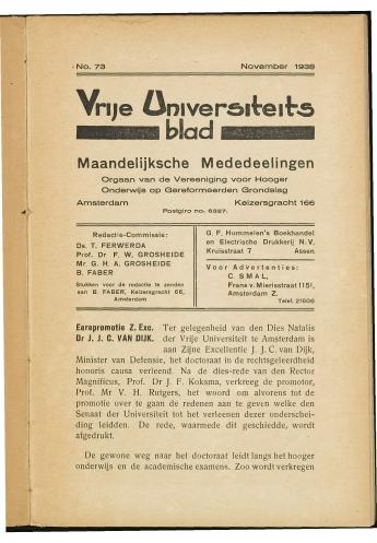 Vrije Universiteitsblad 1938-39 - pagina 1