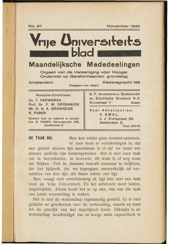 Vrije Universiteitsblad 1940-41 - pagina 1